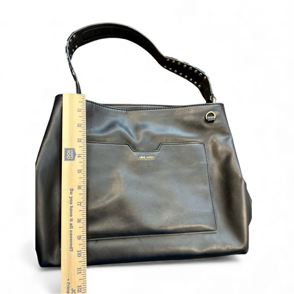 Nine West Black Vegan Leather Shoulder Bag with Studded Strap - Picture 6 of 6